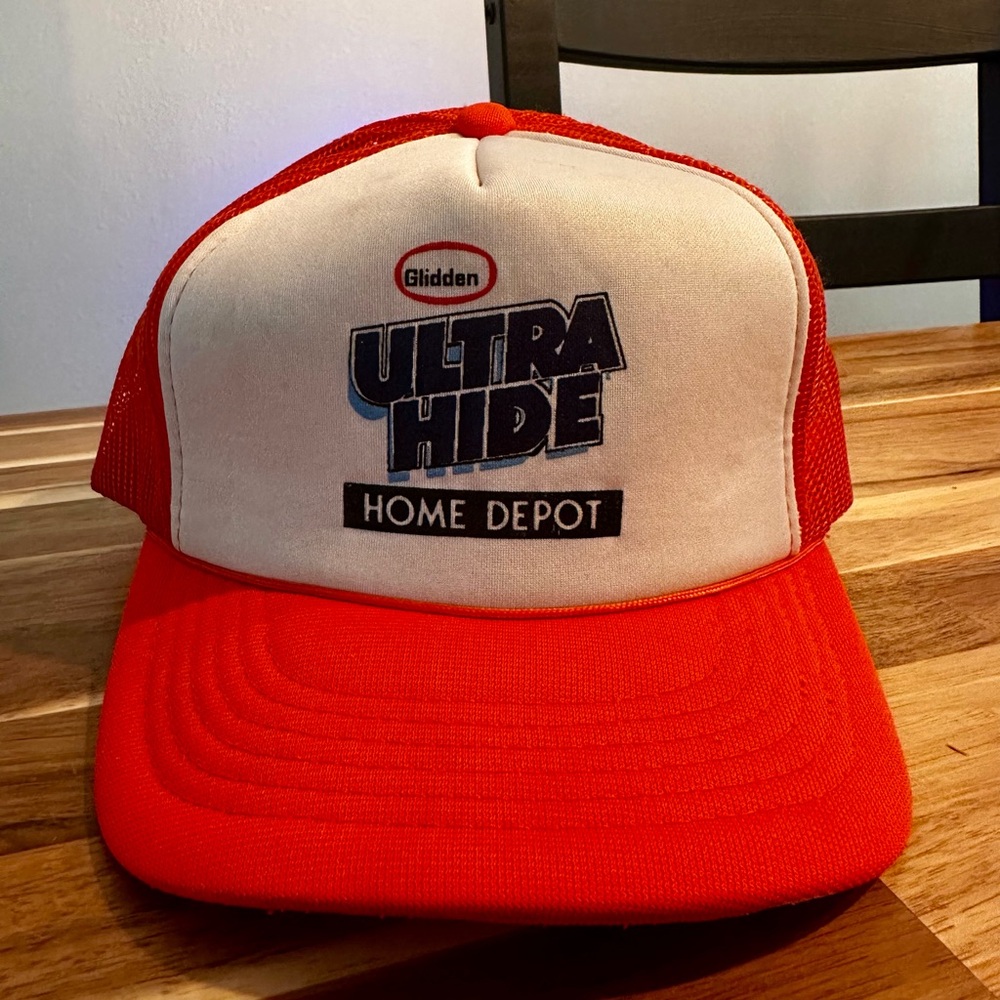 Vintage White and Orange Trucker Party Hat